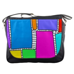 Shapes Texture Colorful Cartoon Messenger Bag by Cemarart