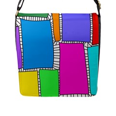 Shapes Texture Colorful Cartoon Flap Closure Messenger Bag (l) by Cemarart