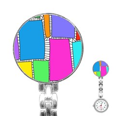 Shapes Texture Colorful Cartoon Stainless Steel Nurses Watch by Cemarart