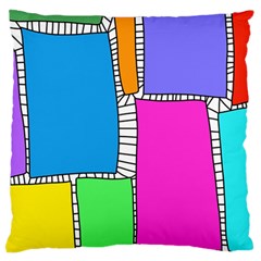 Shapes Texture Colorful Cartoon Large Premium Plush Fleece Cushion Case (one Side) by Cemarart