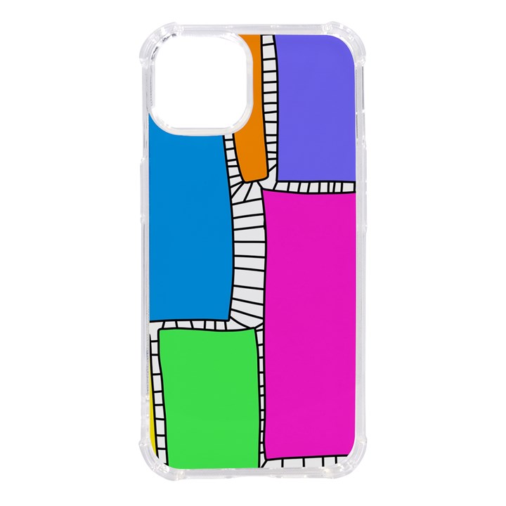 Shapes Texture Colorful Cartoon iPhone 14 TPU UV Print Case