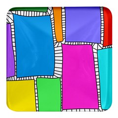 Shapes Texture Colorful Cartoon Square Glass Fridge Magnet (4 Pack) by Cemarart