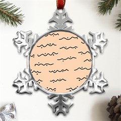 Lines Dots Pattern Abstract Metal Small Snowflake Ornament by Cemarart