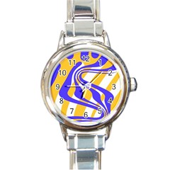 Print Pattern Warp Lines Round Italian Charm Watch