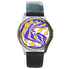 Print Pattern Warp Lines Round Metal Watch