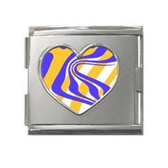 Print Pattern Warp Lines Mega Link Heart Italian Charm (18mm) by Cemarart