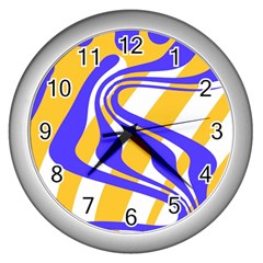 Print Pattern Warp Lines Wall Clock (Silver)