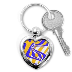 Print Pattern Warp Lines Key Chain (Heart)