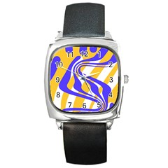 Print Pattern Warp Lines Square Metal Watch