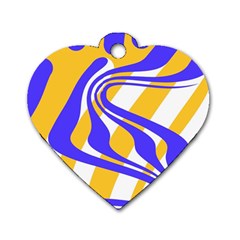 Print Pattern Warp Lines Dog Tag Heart (One Side)