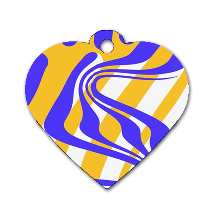 Print Pattern Warp Lines Dog Tag Heart (Two Sides)