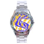 Print Pattern Warp Lines Stainless Steel Analogue Watch Front