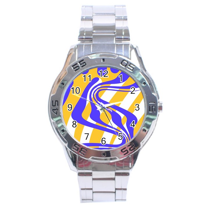 Print Pattern Warp Lines Stainless Steel Analogue Watch