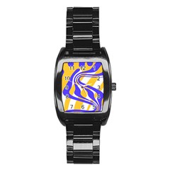 Print Pattern Warp Lines Stainless Steel Barrel Watch