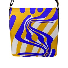 Print Pattern Warp Lines Flap Closure Messenger Bag (L)