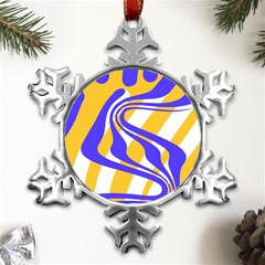 Print Pattern Warp Lines Metal Small Snowflake Ornament by Cemarart