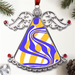 Print Pattern Warp Lines Metal Angel with Crystal Ornament