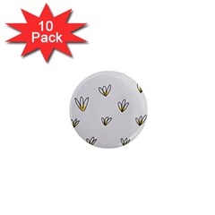 Pattern Leaves Daisies Print 1  Mini Magnet (10 Pack)  by Cemarart