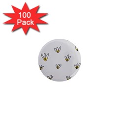 Pattern Leaves Daisies Print 1  Mini Magnets (100 Pack)  by Cemarart