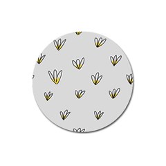 Pattern Leaves Daisies Print Magnet 3  (round) by Cemarart