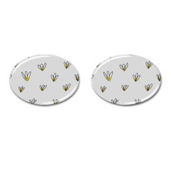 Pattern Leaves Daisies Print Cufflinks (oval) by Cemarart