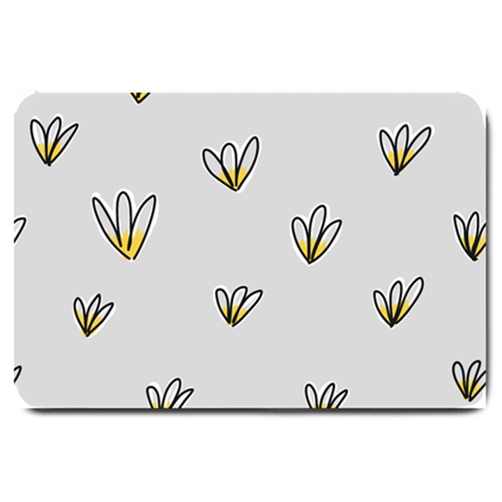 Pattern Leaves Daisies Print Large Doormat