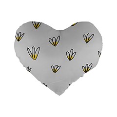 Pattern Leaves Daisies Print Standard 16  Premium Heart Shape Cushions by Cemarart