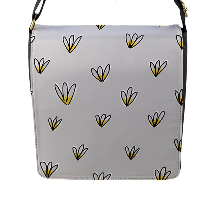 Pattern Leaves Daisies Print Flap Closure Messenger Bag (L)