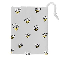 Pattern Leaves Daisies Print Drawstring Pouch (4xl) by Cemarart