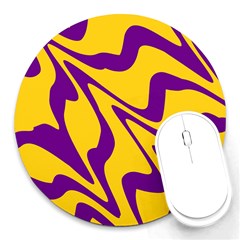 Waves Pattern Lines Wiggly Round Mousepad by Cemarart