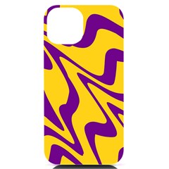 Waves Pattern Lines Wiggly Iphone 14 Black Uv Print Case by Cemarart