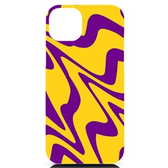 Waves Pattern Lines Wiggly Iphone 14 Plus Black Uv Print Case by Cemarart