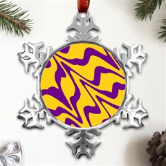 Waves Pattern Lines Wiggly Metal Small Snowflake Ornament by Cemarart