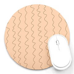 Lines Pattern Wiggly Minimal Print Round Mousepad by Cemarart