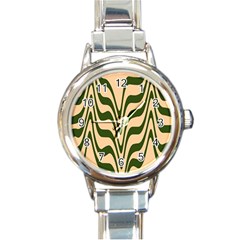 Swirl Pattern Abstract Marble Round Italian Charm Watch by Cemarart