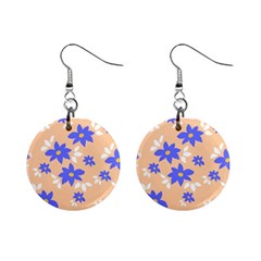 Flowers Pattern Floral Print Mini Button Earrings by Cemarart