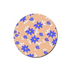 Flowers Pattern Floral Print Rubber Coaster (round) by Cemarart