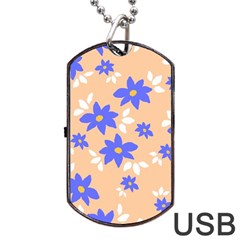 Flowers Pattern Floral Print Dog Tag Usb Flash (one Side) by Cemarart