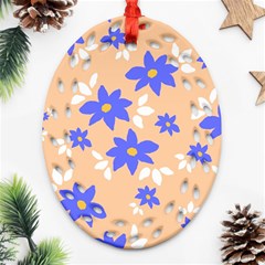 Flowers Pattern Floral Print Ornament (oval Filigree)