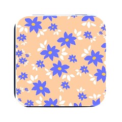 Flowers Pattern Floral Print Square Metal Box (black)