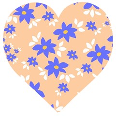 Flowers Pattern Floral Print Wooden Puzzle Heart by Cemarart