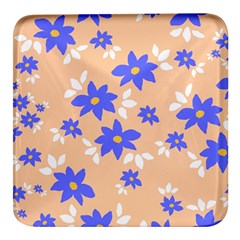 Flowers Pattern Floral Print Square Glass Fridge Magnet (4 Pack) by Cemarart