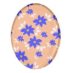 Flowers Pattern Floral Print Oval Glass Fridge Magnet (4 Pack) by Cemarart