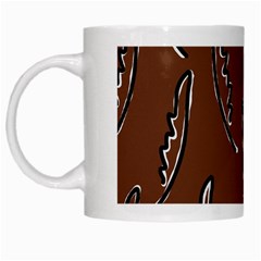 Feather Leaf Pattern Print White Mug by Cemarart