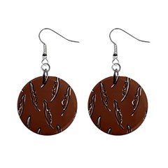 Feather Leaf Pattern Print Mini Button Earrings by Cemarart