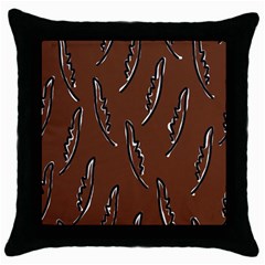 Feather Leaf Pattern Print Throw Pillow Case (black) by Cemarart