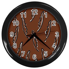 Feather Leaf Pattern Print Wall Clock (black) by Cemarart