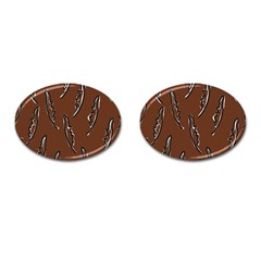 Feather Leaf Pattern Print Cufflinks (oval) by Cemarart