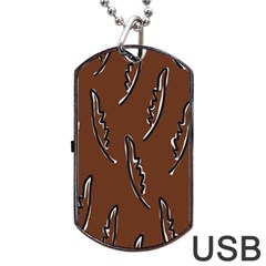 Feather Leaf Pattern Print Dog Tag Usb Flash (one Side) by Cemarart