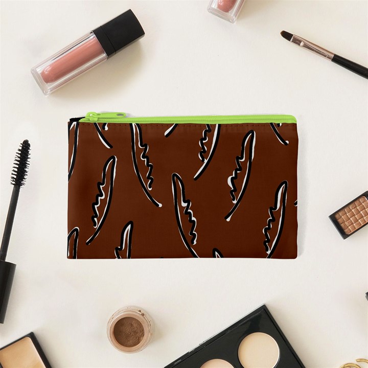 Feather Leaf Pattern Print Cosmetic Bag (XS)